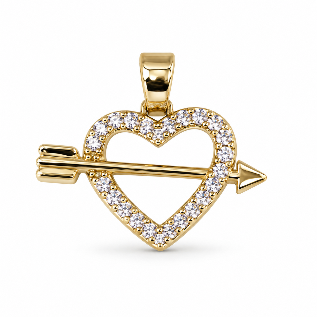 Dije Corazón flechado circonado grande sin cadena