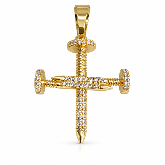 Dije Cruz de clavos circonada sin cadena