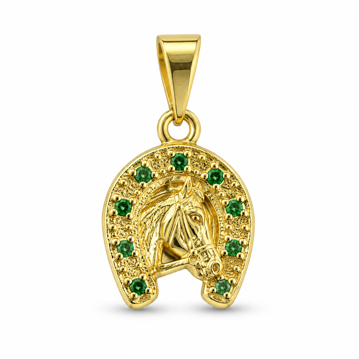 Dije Herradura circonada verde sin cadena