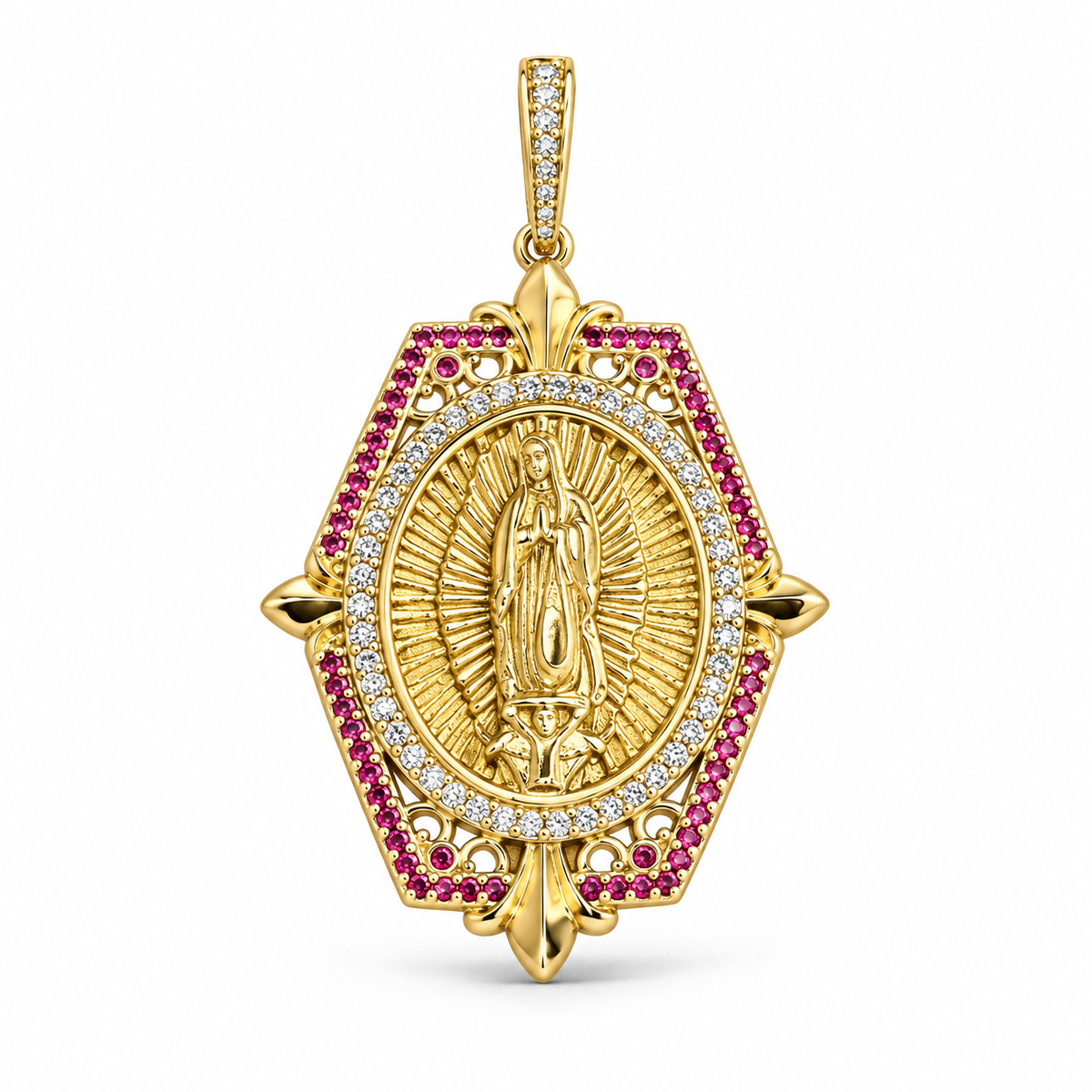 Dije Guadalupe circonada sin cadena