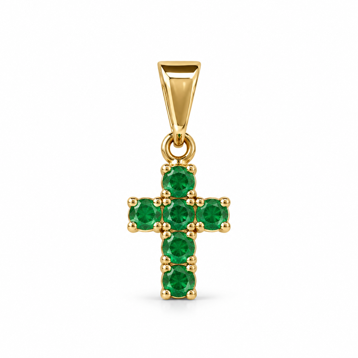 Dije Cruz circonada verde sin cadena