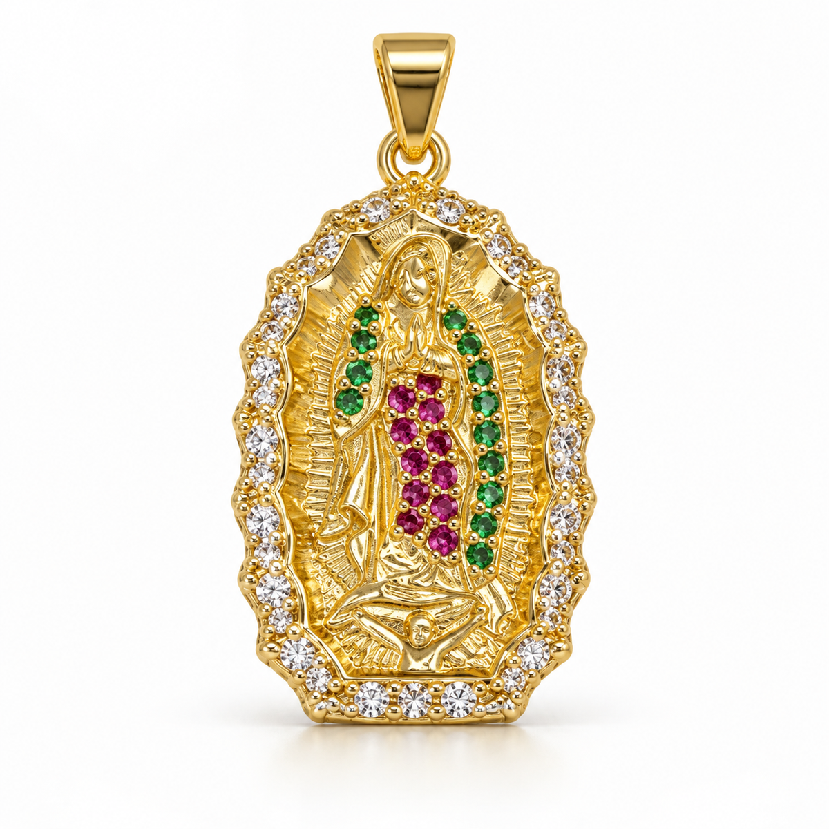 Dije Virgen de Guadalupe circonada mediana sin cadena