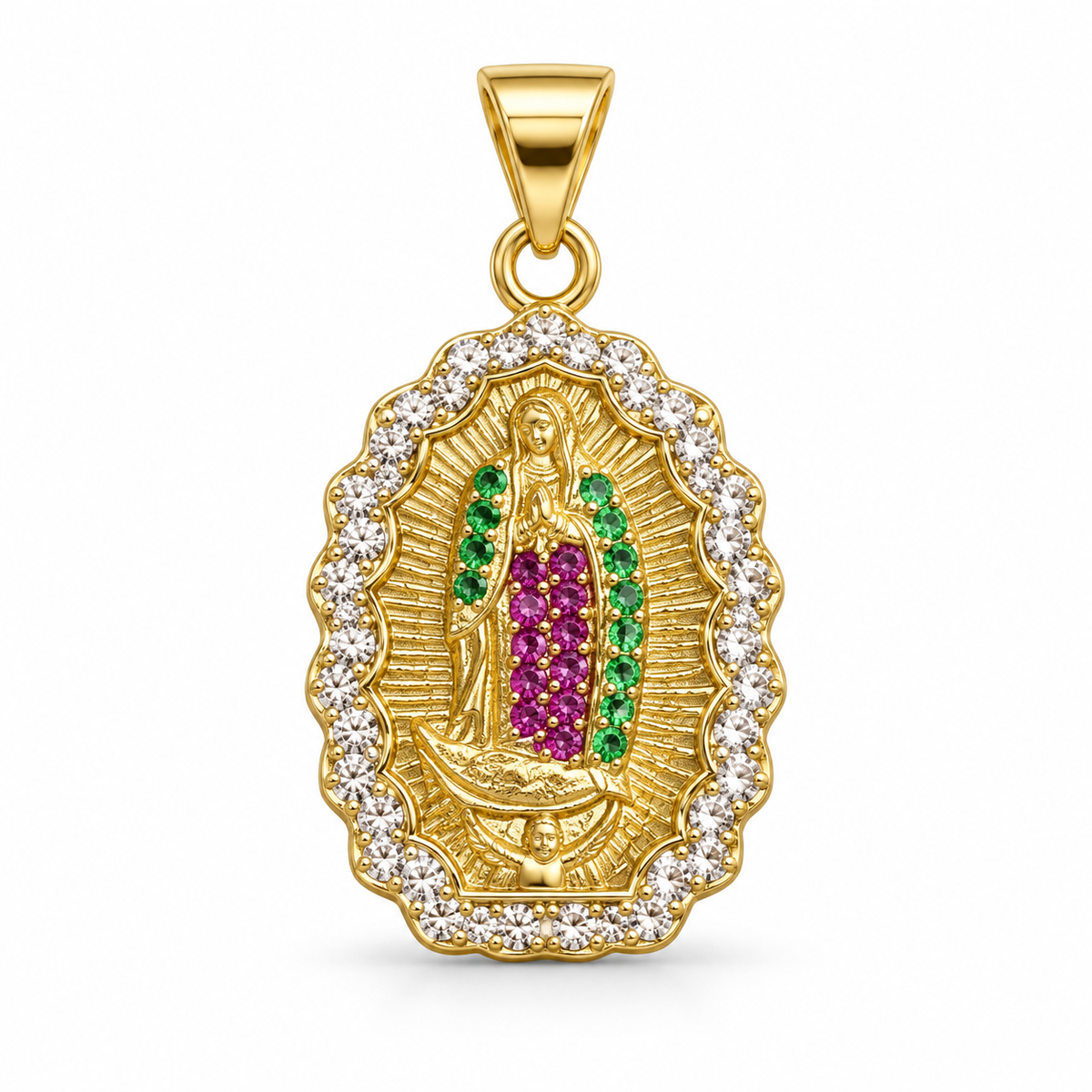 Dije Virgen de Guadalupe circonada pequeña sin cadena
