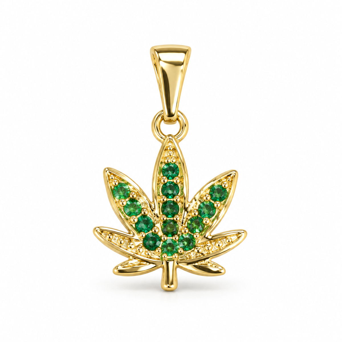 Dije Hoja con piedras verdes sin cadena