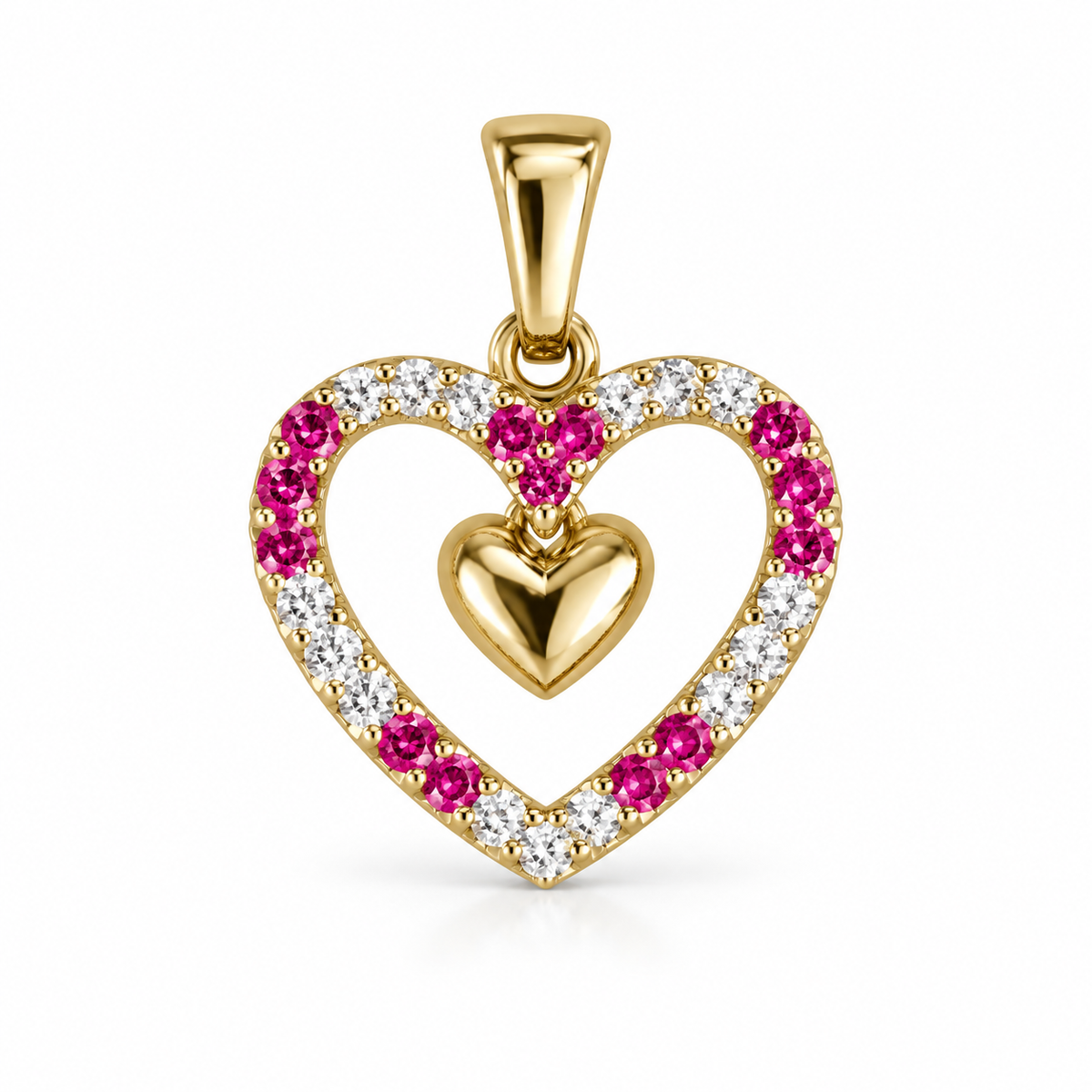 Dije Corazón con cristales rosa sin cadena