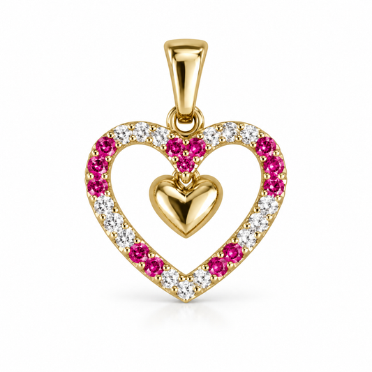 Dije Corazón con cristales rosa sin cadena