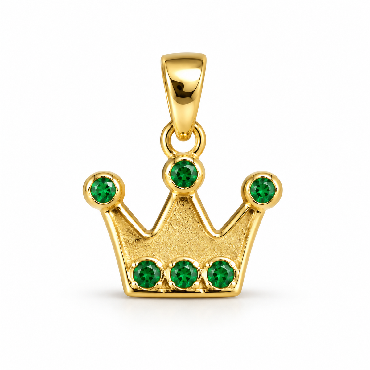 Dije Corona con seis piedras verdes sin cadena