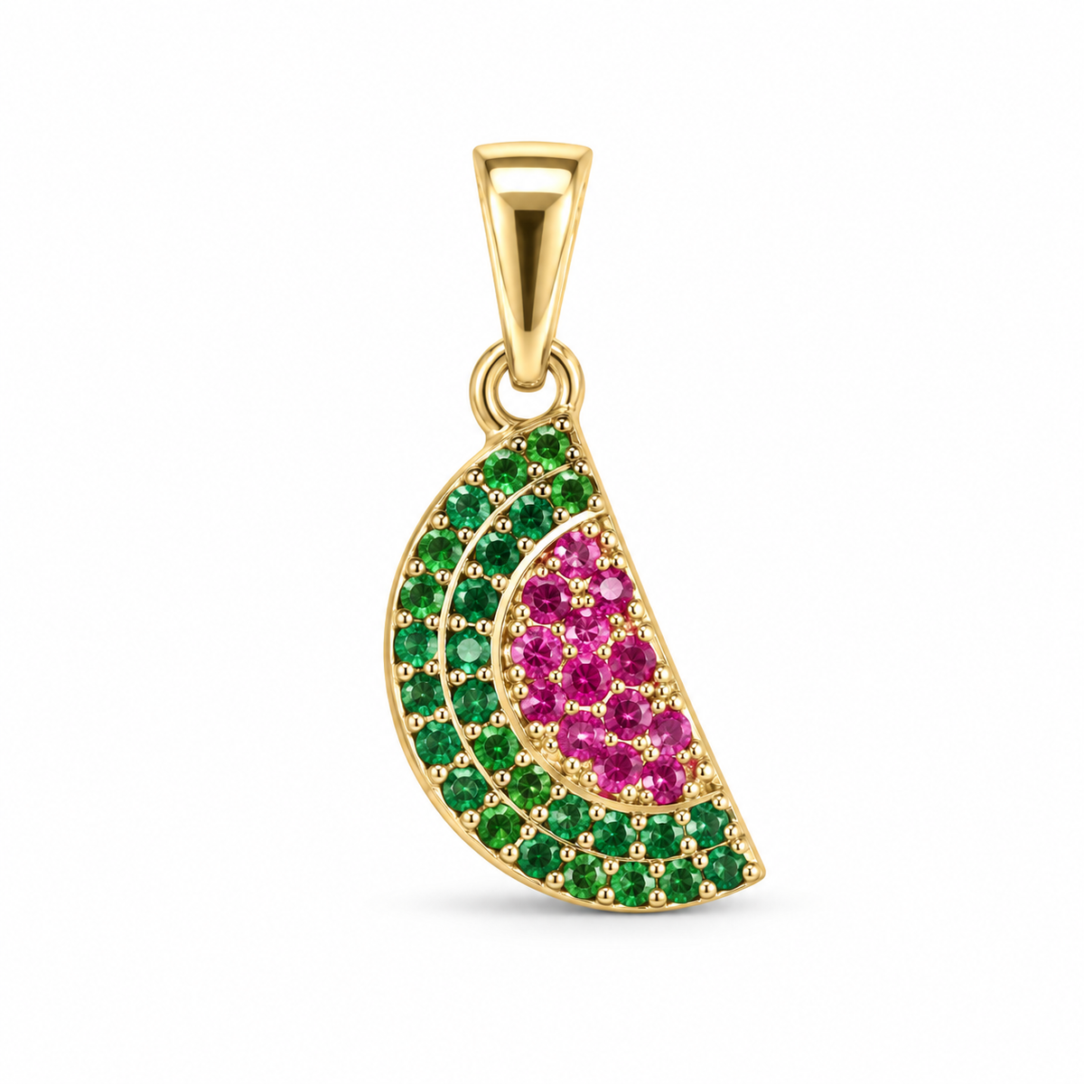 Dije Sandía con circones verdes y rosa sin cadena