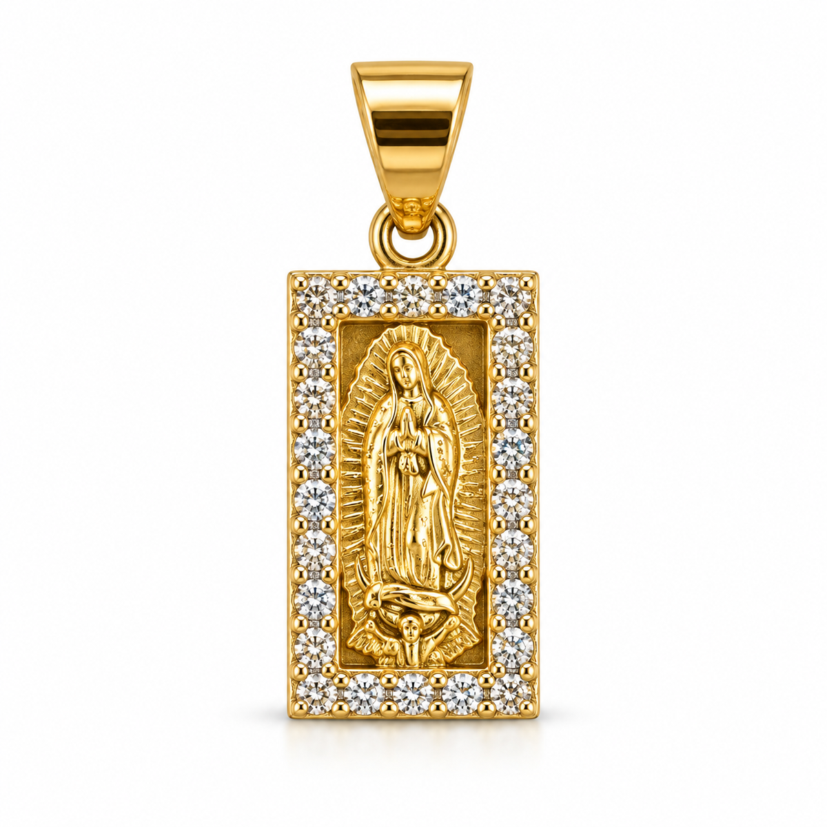 Dije Guadalupe rectangular sin cadena