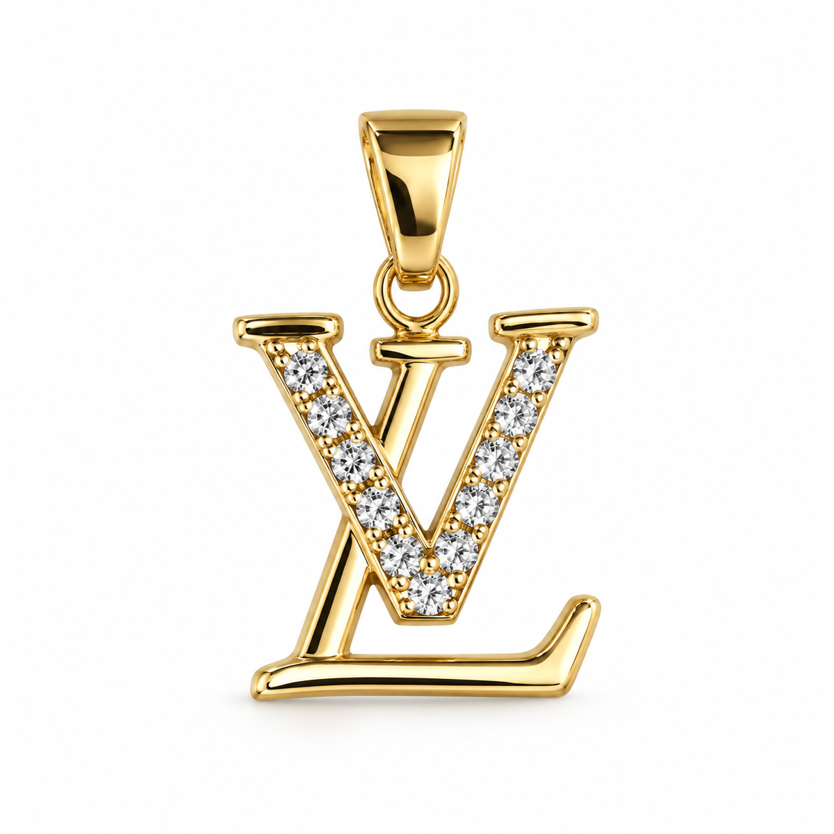 Dije Letras LV circonadas sin cadena