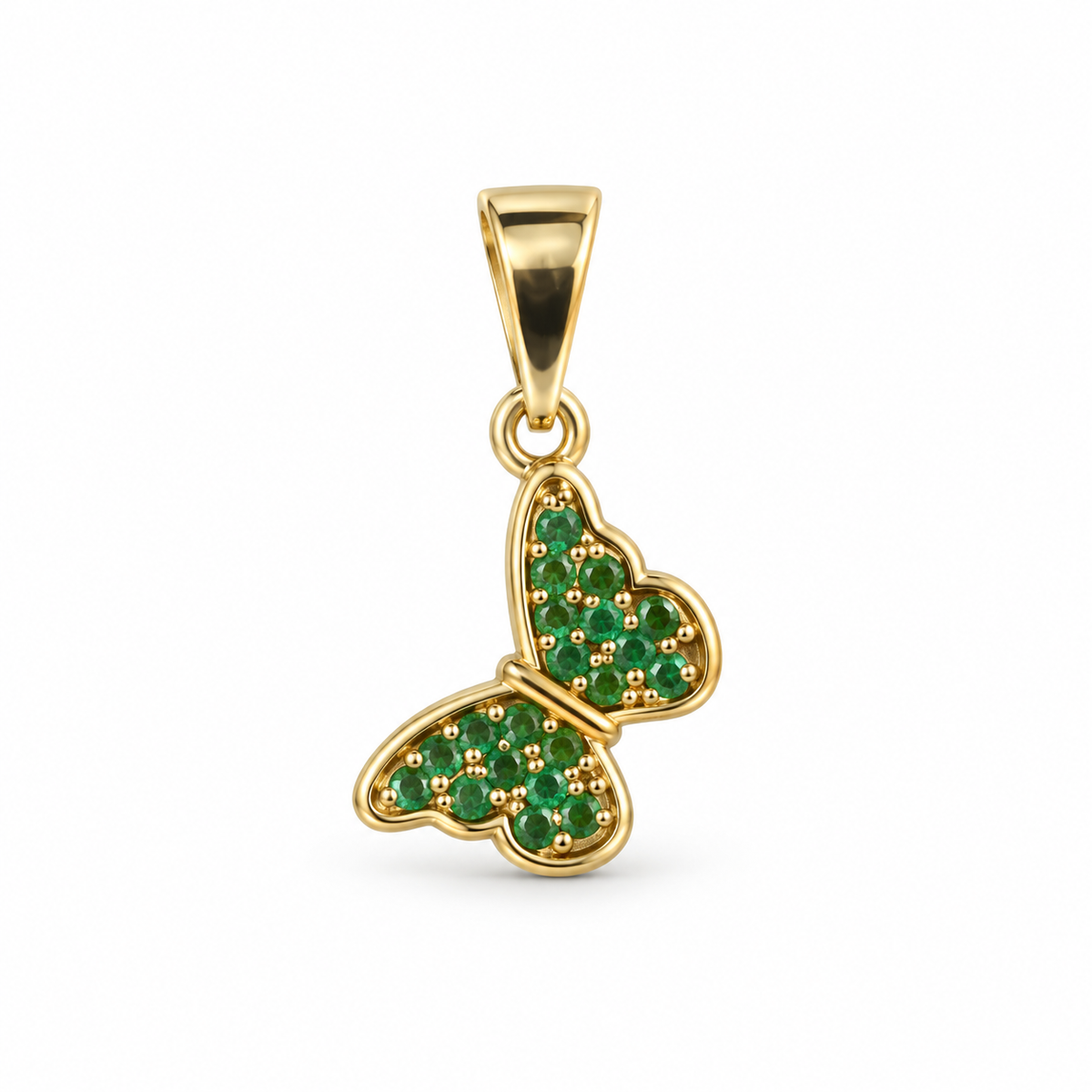 Dije Mariposa con piedras verdes sin cadena