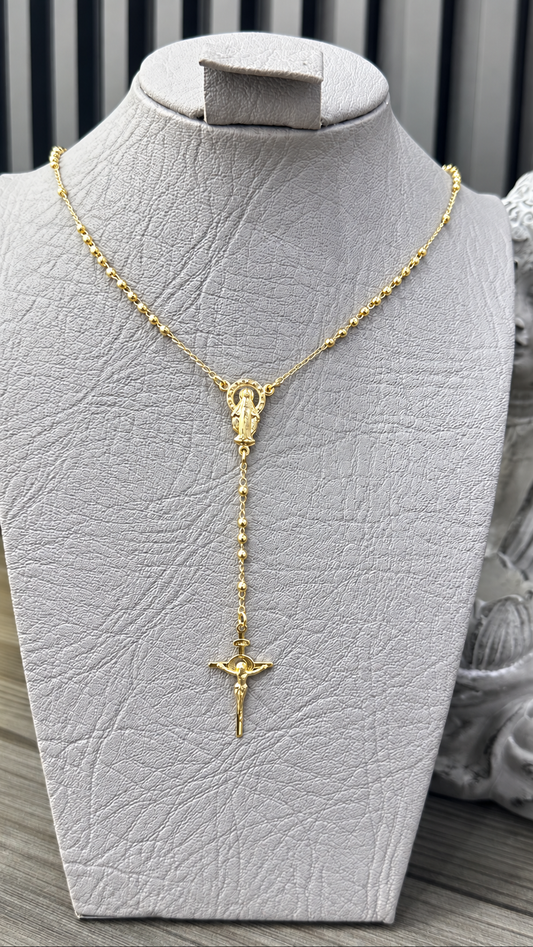 Camándula Virgen Milagrosa con figura central · 45 cm