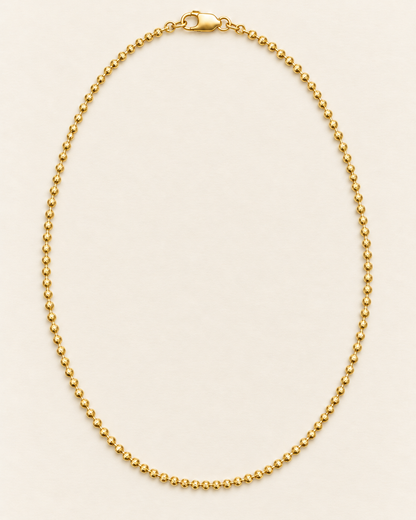 Vista completa ilustrativa de cadena Militar diamantada de 65 cm y 2.5 mm en oro laminado 18K