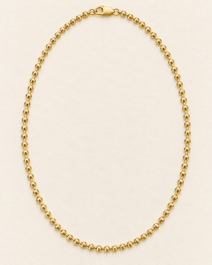 Vista completa ilustrativa de cadena Militar diamantada de 65 cm y 4 mm en oro laminado 18K