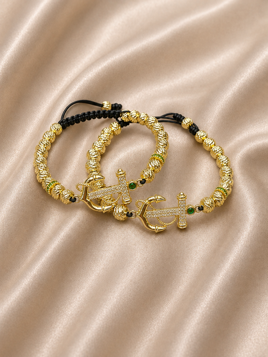 PULSERAS BALINES HERRAJE ANCLA VERDE