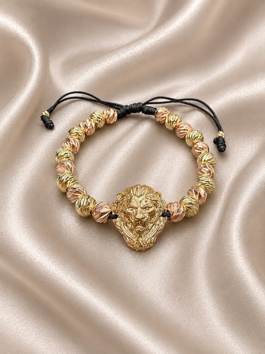 PULSERA BALINES HERRAJE LEON ORO AMARRILLO ORO ROSA