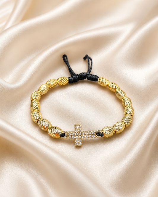 PULSERA BALINES BARRILES CON CIRCONES BLANCO