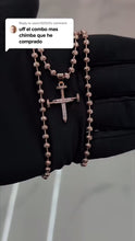 Cargar y reproducir el video en el visor de la galería, ¡Super Promoción! Cadena Militar Oro Laminado 18k Rosada Dije Clavos
