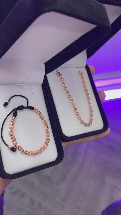 ¡Super Promoción! COMBO Cadena Militar Oro Rosada Laminado 18k con Pulsera