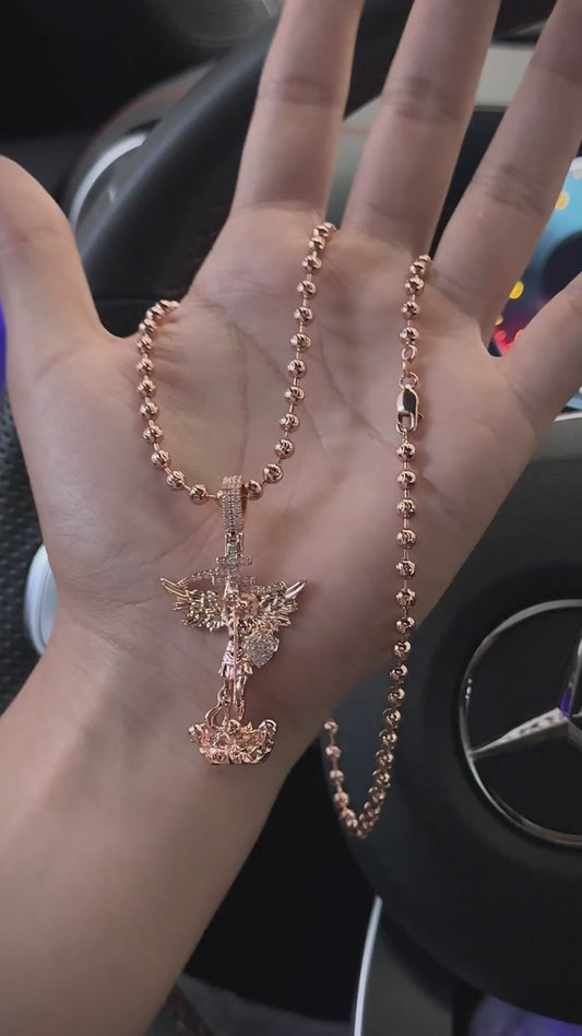 ¡Super Promoción! Cadena Militar Oro Laminado 18k Rosada San Miguel Grande