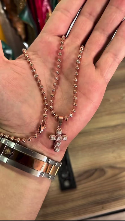 ¡Super Promoción! Cadena Militar Oro Laminado 18k Rosada Dije Cruz Circones