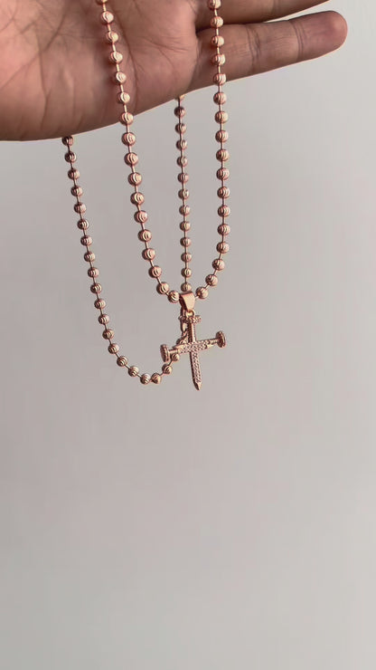 ¡Super Promoción! Cadena Militar Oro Laminado 18k Rosada Dije Clavos