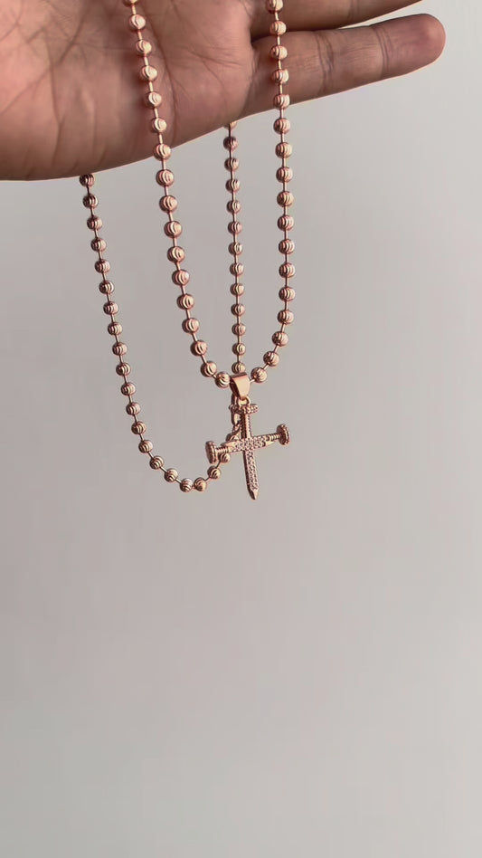 ¡Super Promoción! Cadena Militar Oro Laminado 18k Rosada Dije Clavos