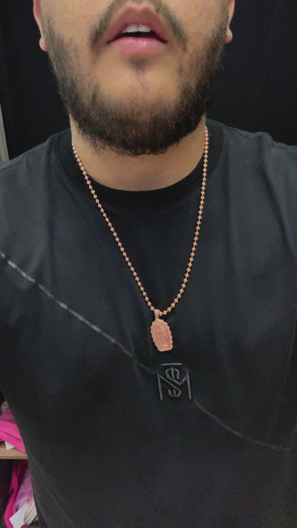 ¡Super Promoción! Cadena Militar Oro Rosada Laminado 18k con Dije Virgen De guadalupe