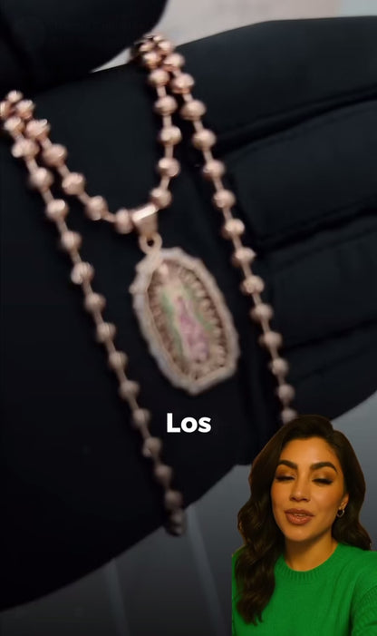 ¡Super Promoción! Cadena Militar Oro Laminado 18k Rosada Dije Virgen Guadalupe Mediana