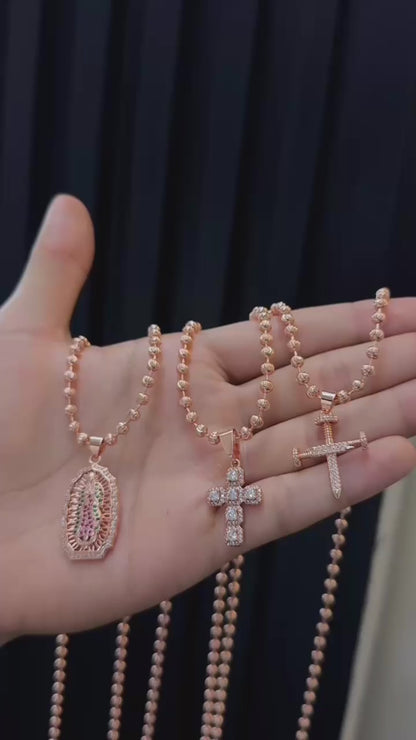 ¡Super Promoción! Cadena Militar Oro Laminado 18k Rosada Dije Virgen Guadalupe Mediana