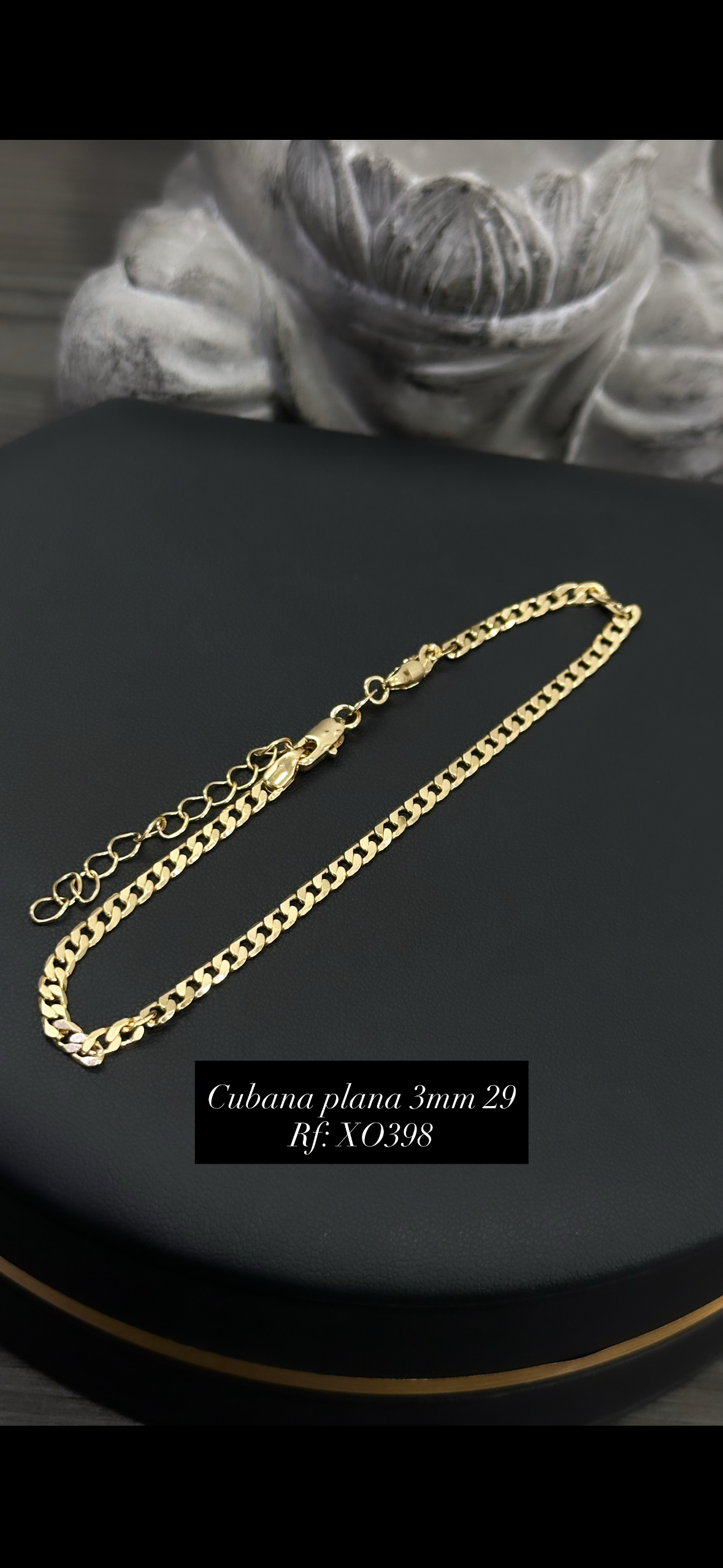Tobillera Cubana plana 3 mm – 29 cm Ref. XO398