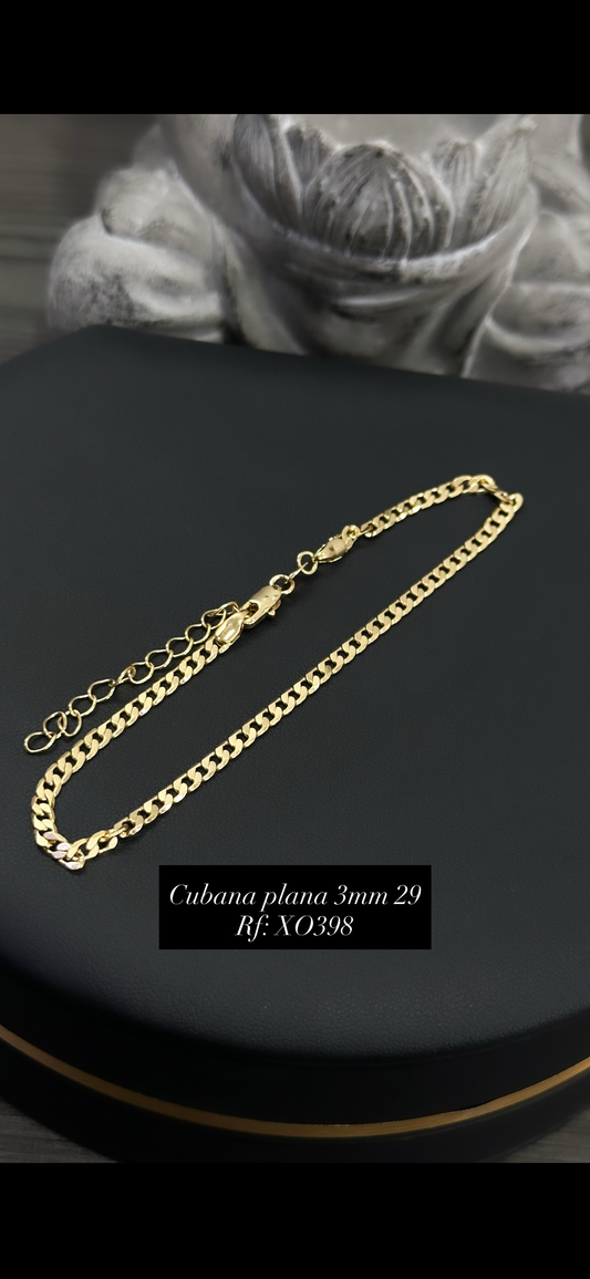 Tobillera Cubana plana 3 mm – 29 cm Ref. XO398