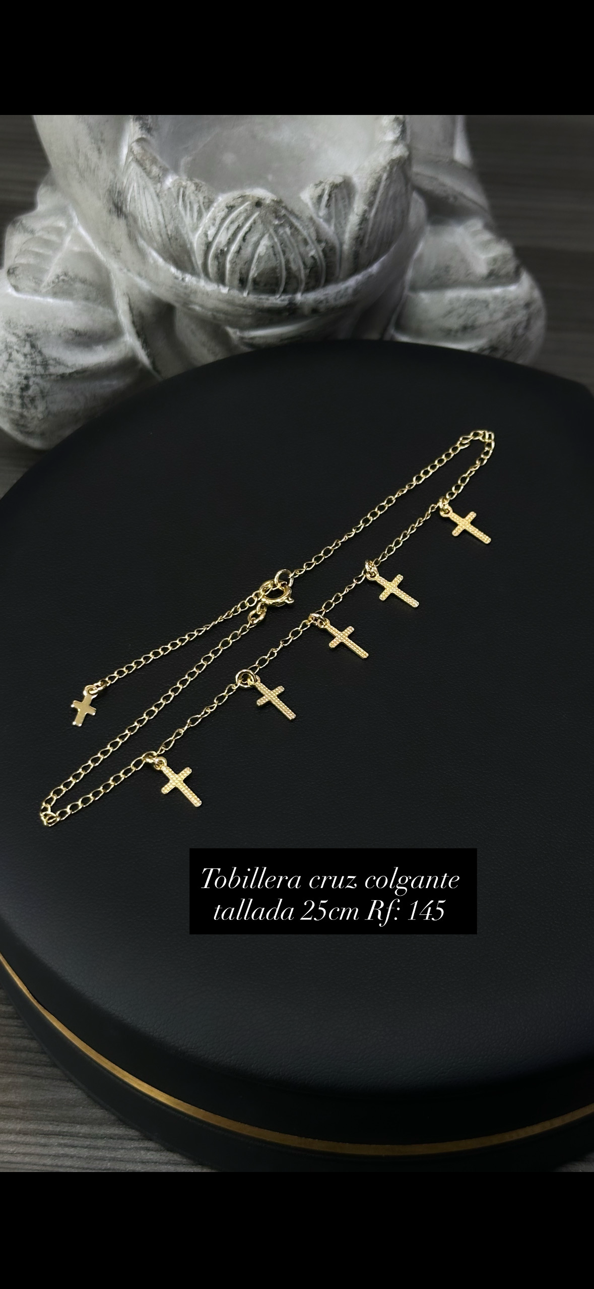 Tobillera Cruz colgante tallada – 25 cm Ref. 158