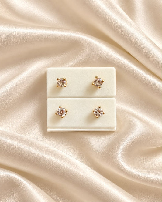 Topos de cristal cuadrado en oro laminado 18K