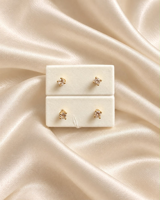 Topos de cristal redondo delicado en oro laminado 18K