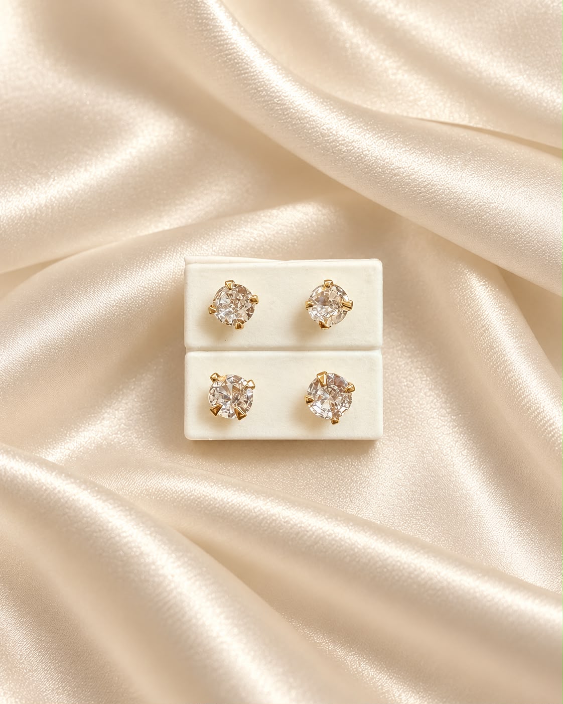 Topos de cristal redondo grande en oro laminado 18K