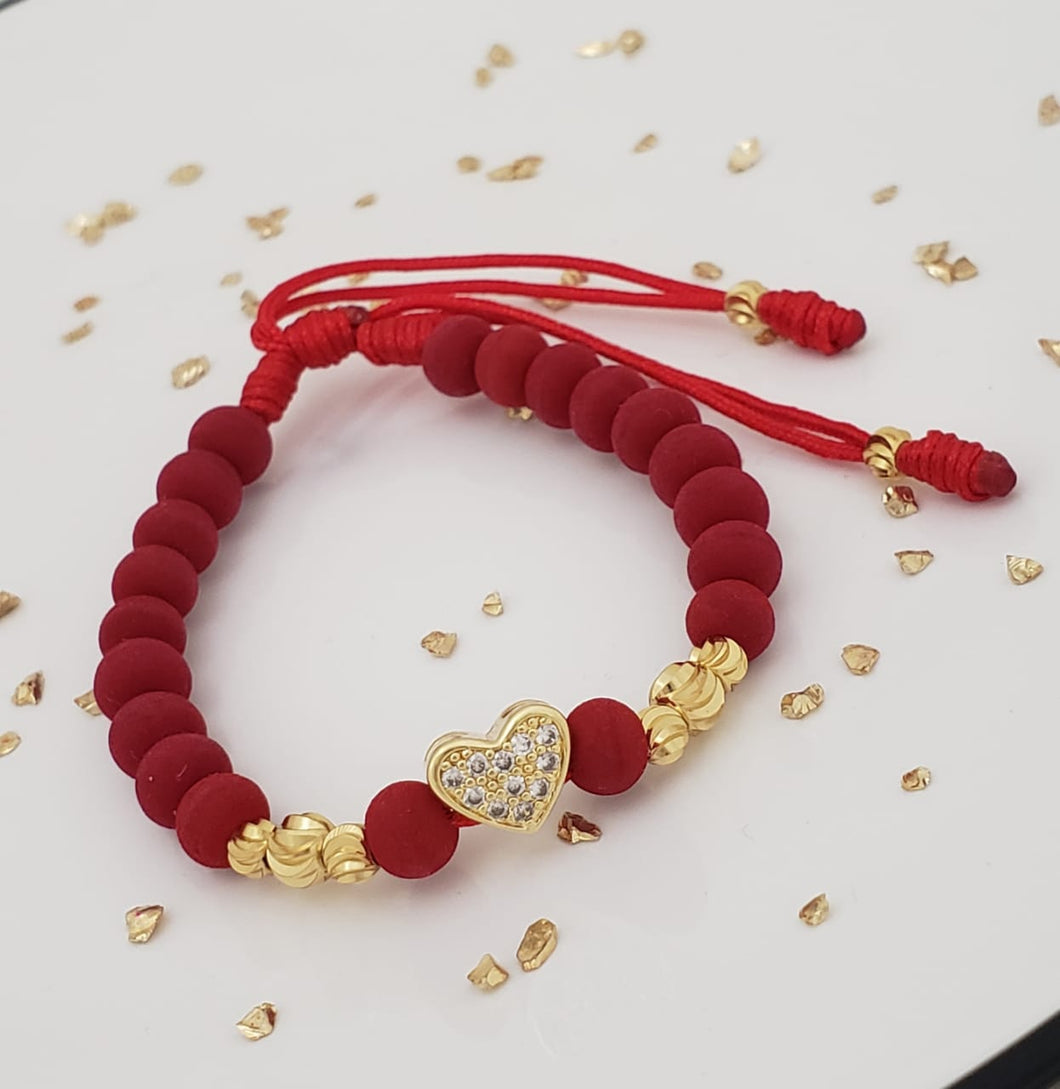 Brazalete con dije corazon con neopreno 6 mm y balin italiano 4,5 mm