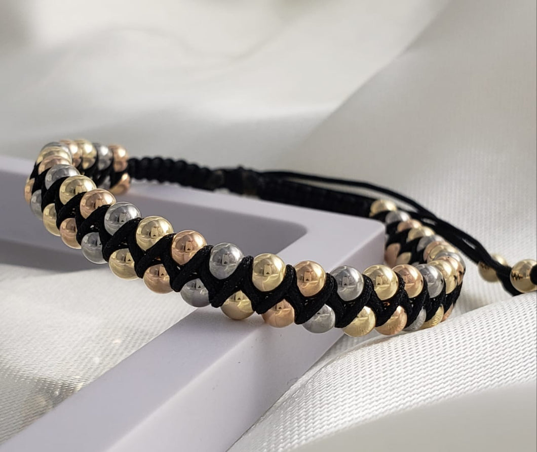 Brazalete tricolor zigzag con balin 4 mm