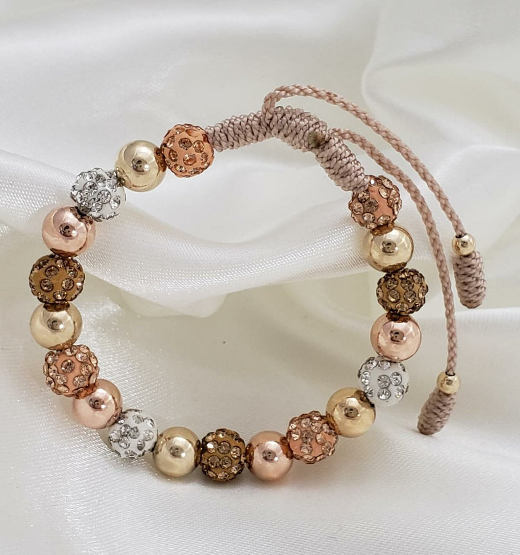 Brazalete  Bicolor elaborada con Balin liso 8 mm