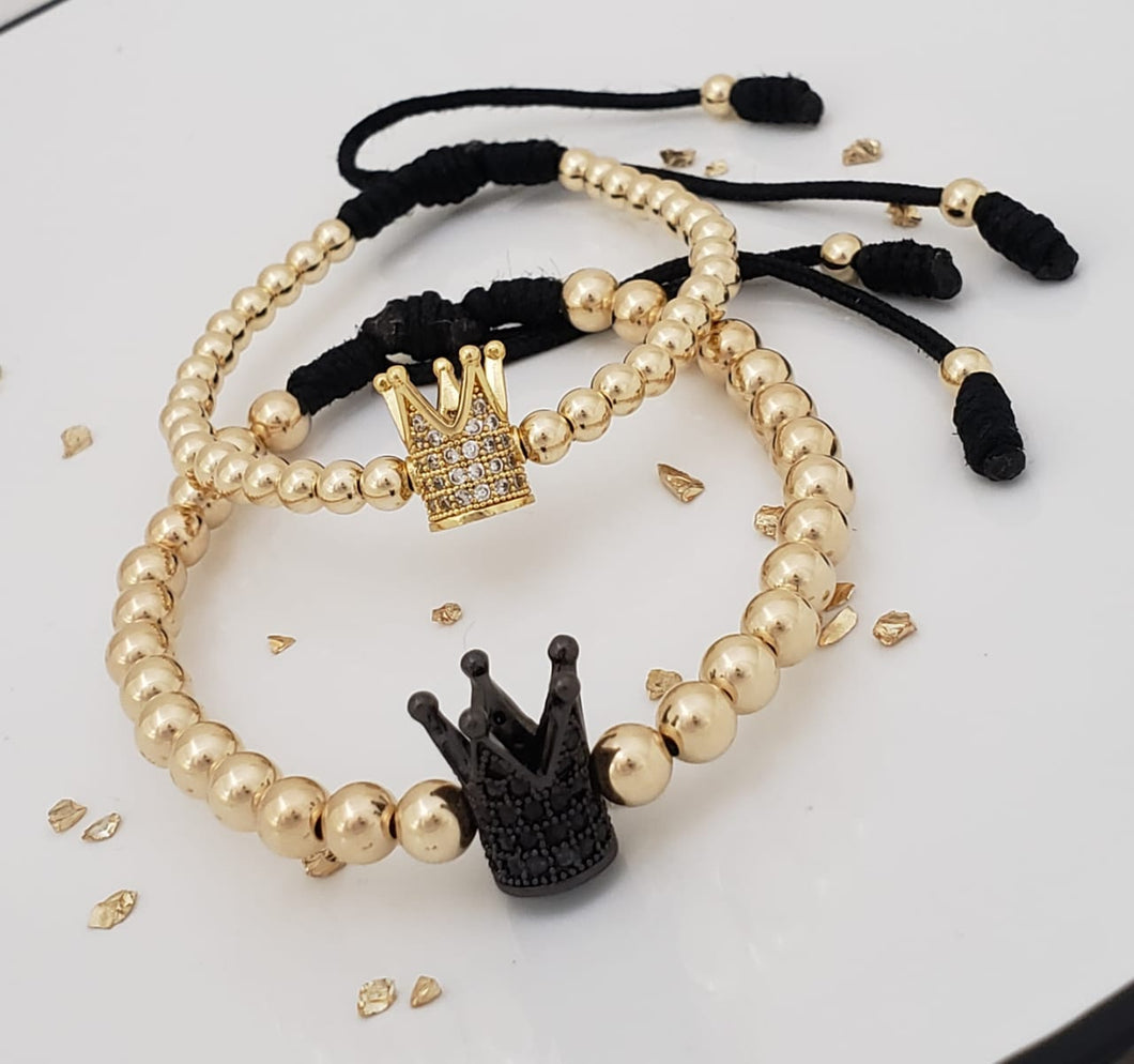 ¡Super Promoción! Pareja ❤️ Brazaletes con herraje corona y balin 4 y 5 mm.