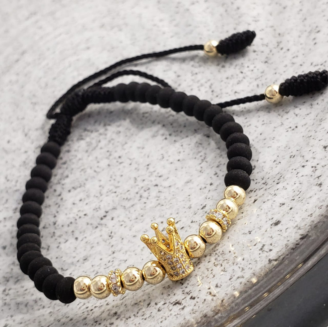 Brazalete con herraje de corona, neopreno y balin liso 4 mm