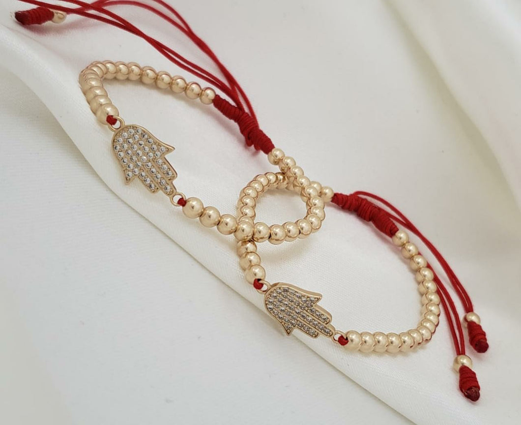 ¡Super Promoción! Pareja ❤️ Brazaletes con herraje de mano hamsa y balin 4 mm.