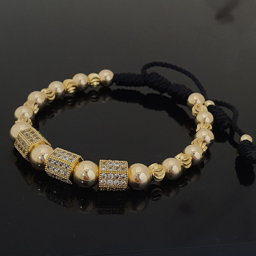 Brazalete con balin liso 7,6 ,5 mm y balin italiano 5 mm