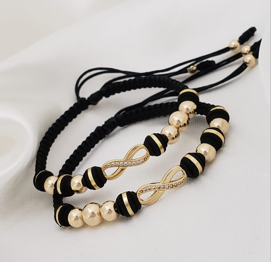¡Super Promoción! Pareja ❤️ Brazaletes con dije infinito y neopreno 6 mm, balin liso 5,6 mm.