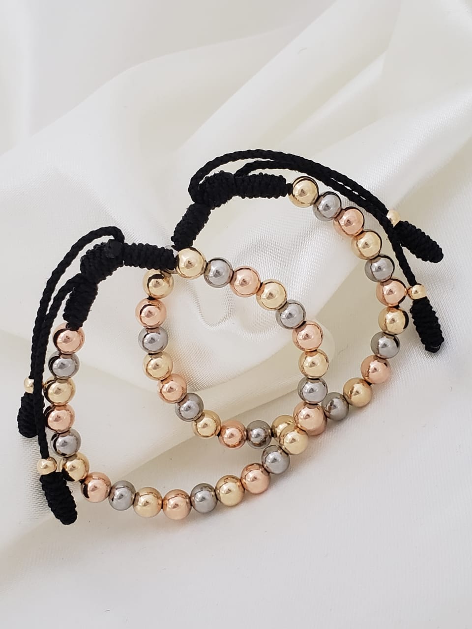 ¡Super Promoción! Pareja ❤️ Brazaletes tricolor con balin 6 mm.